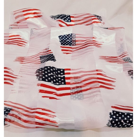 Infinity Scarf American Flag Patriotic U.S.A. Polyester Korea Holiday Stripes - Picture 8 of 10